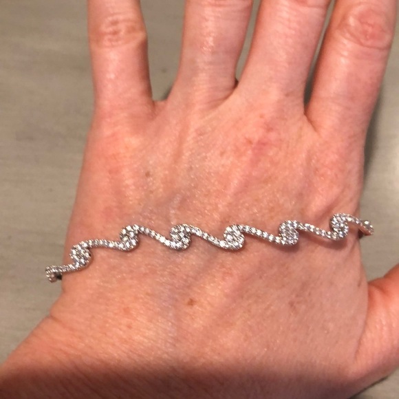 Hand bracelet bangle silver with gems - Picture 2 of 5